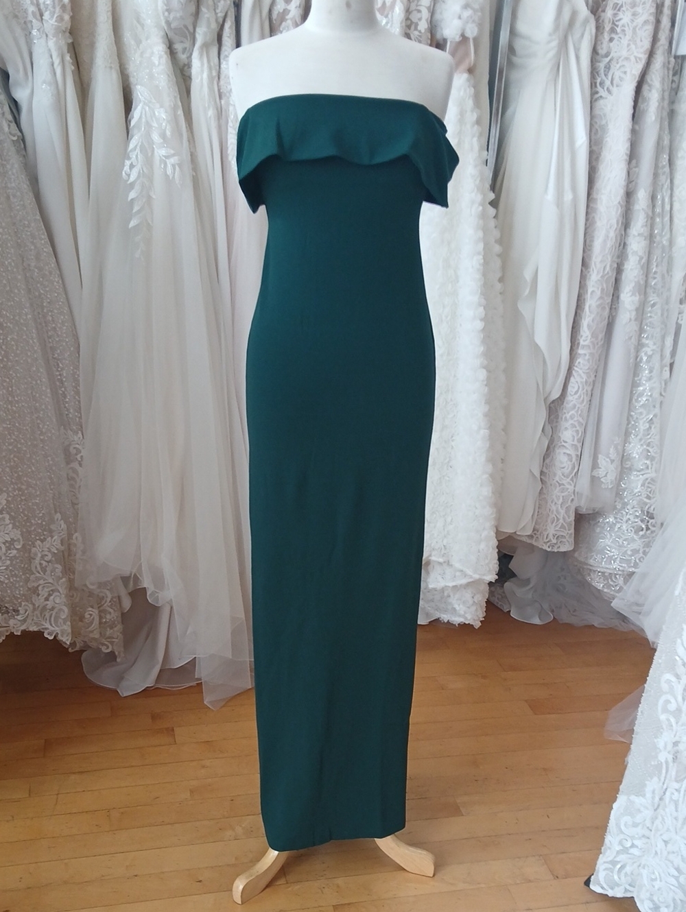 Off-Shoulder Emerald Green Maxi Dress